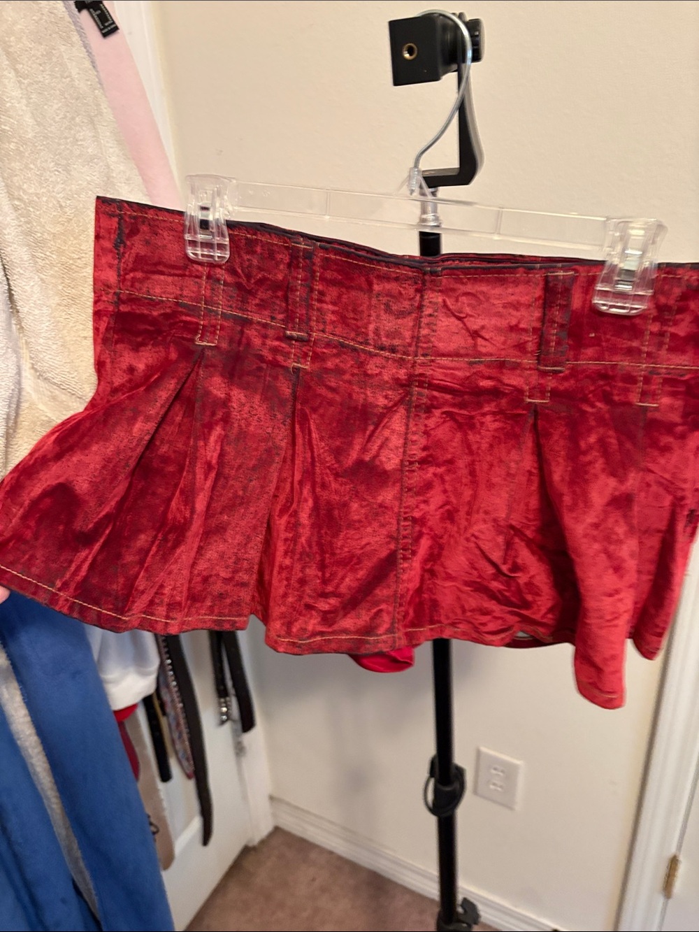 Madden Girl Crimson Velvet Pleated Mini Skirt
